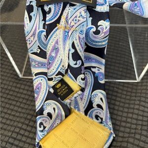 Elegant Paisley Silk Tie in Blue and Gold